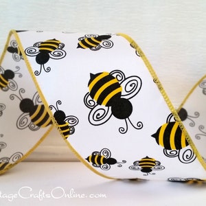 Wired Ribbon * Honey Bee * Lt. Beige, Yellow and Black Canvas