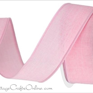 Wired Ribbon, 1.5" wide, Light Pink Linen Look - TEN YARD ROLL   ~ Divinely Royal Pink ~  Easter, Spring, Summer Wire Edged Ribbon