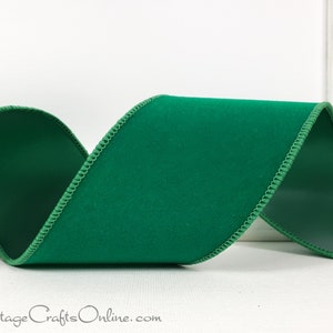 Christmas Wired Ribbon, 2 1/2 wide, Holiday Green Velvet TEN YARD ROLL Holiday Velvet Craft Wire Edged Ribbon image 2
