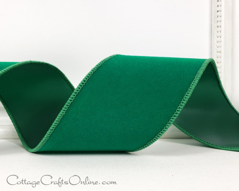 Christmas Wired Ribbon, 2 1/2 wide, Holiday Green Velvet TEN YARD ROLL Holiday Velvet Craft Wire Edged Ribbon image 2