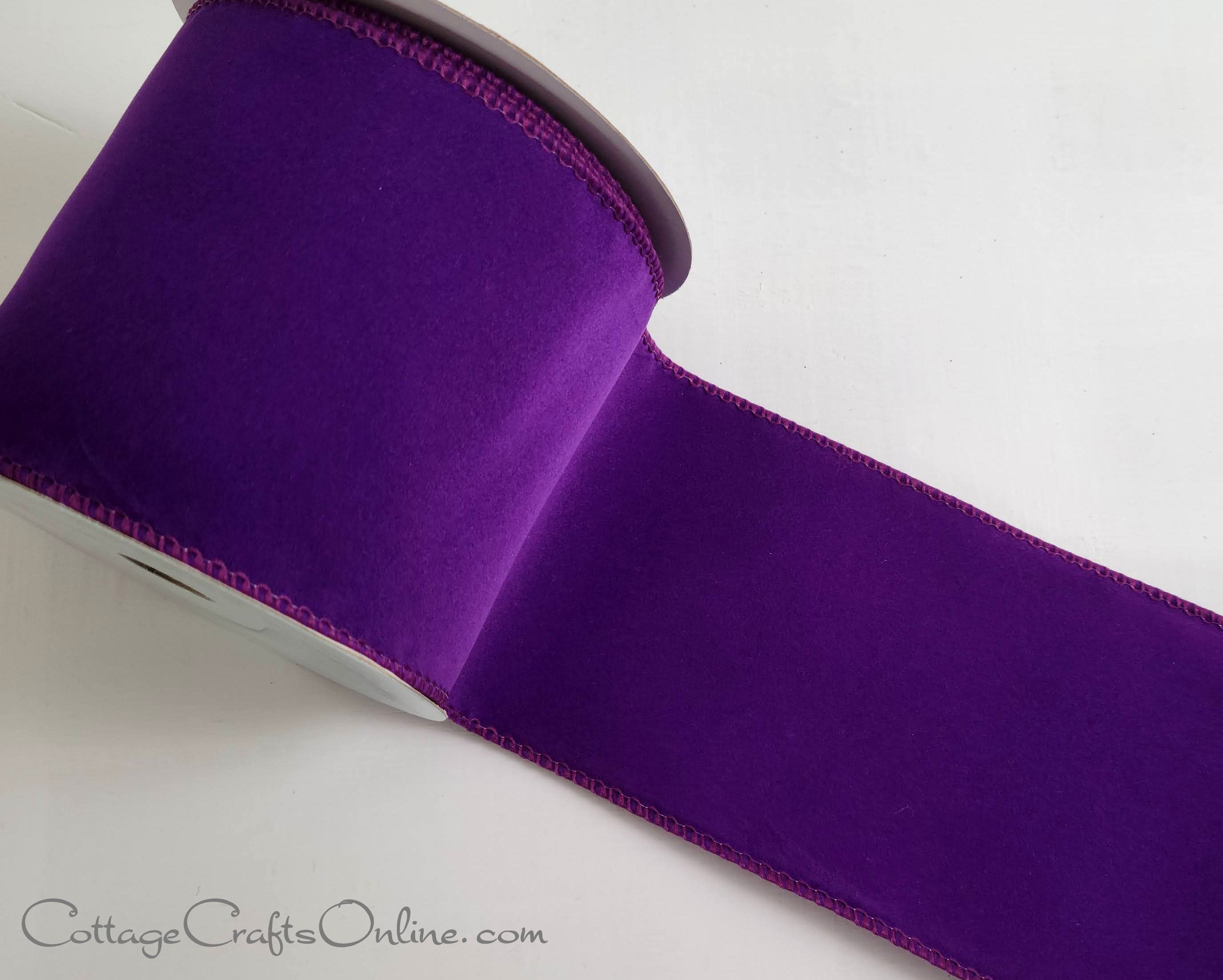 6 X 10YD Purple Velvet Ribbon - Holiday Warehouse Ribbon