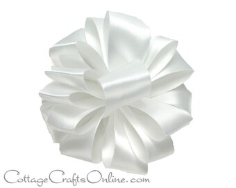 Satin Ribbon, 1/4" width, White Double Face Satin - TWENTY Yard Roll - Offray, "White #29", NOT WIRED