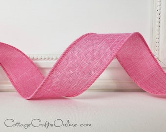 Wired Ribbon, 1.5" wide, Pink Heather Linen Look - TEN YARD ROLL   ~ Divinely Royal Bloom ~  Easter, Spring, Summer Wire Edged Ribbon