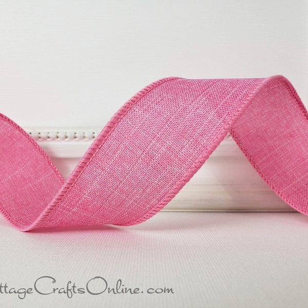 Wired Ribbon, 1.5" wide, Pink Heather Linen Look - TEN YARD ROLL   ~ Divinely Royal Bloom ~  Easter, Spring, Summer Wire Edged Ribbon