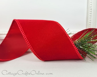 d stevens Wired Ribbon, 2.5" Red Velvet Style - TEN YARD ROLL ~ Velvet 40 ~ Christmas Decor, Valentine Craft Wire Edged Ribbon