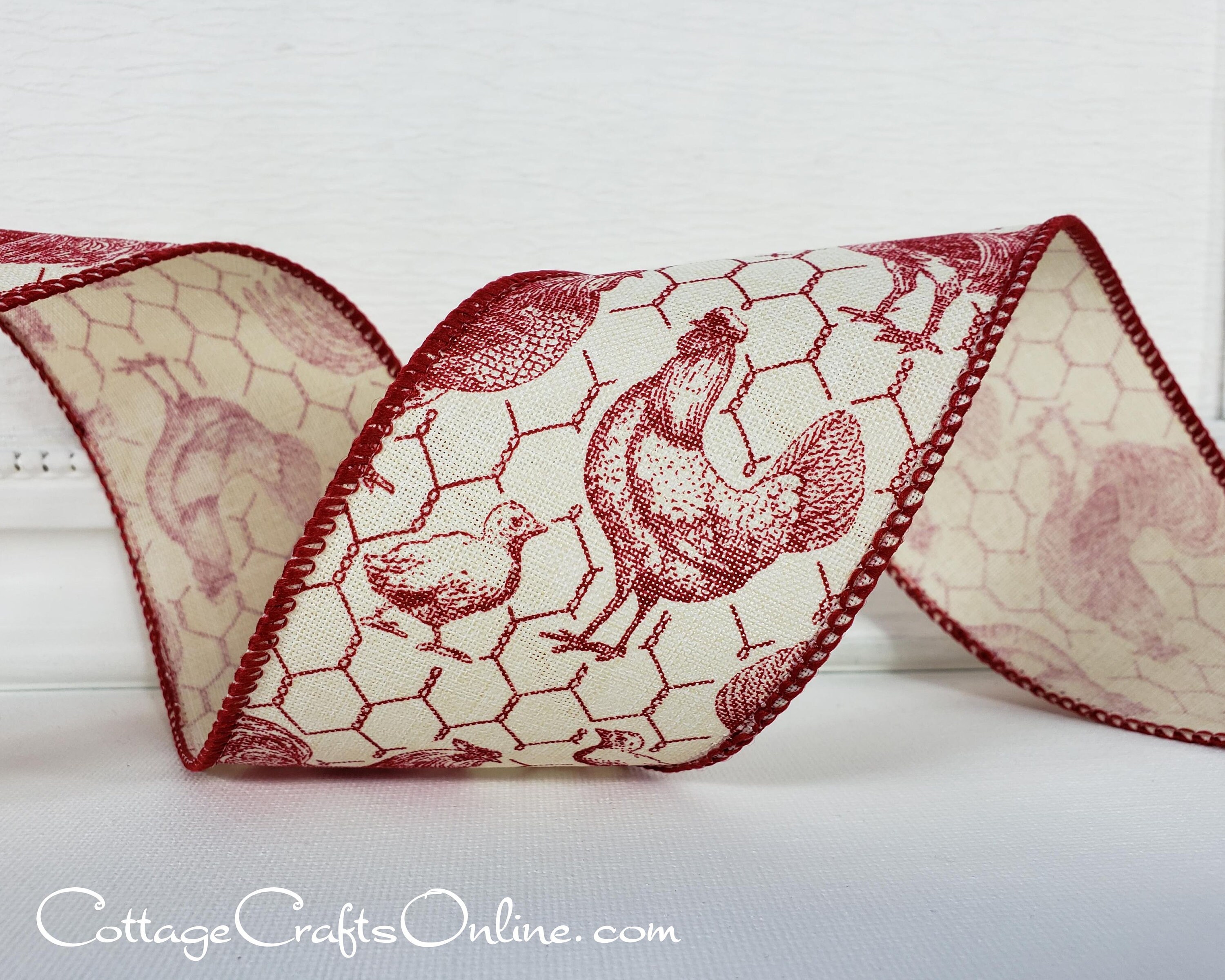 Wired Ribbon 2 1/2 Rooster Chicken Print TEN YARD Etsy