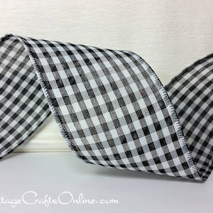 Wired Ribbon, 2.5 Black and White Check Gingham Plaid TEN YARD ROLL Great Gingham 40 Black Wire Edged Ribbon image 1