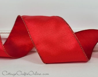 Wired Ribbon, 2 1/2", Red Metallic  - TEN YARD ROLL ~ Parker ~ Offray Lion, Valentine's Day, July 4th, Christmas Wire Edged Ribbon