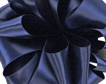 Satin Ribbon, 1/4" x Twenty Yard Roll, Navy Double Faced - Offray Narrow Satin No. 1, Navy Blue #370 UNWIRED Double Sided Satin, Sewing