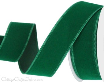 Wired Ribbon, 1.5" wide, Emerald Green Velvet - TEN YARD ROLL ~ Simone 9 ~ Christmas, Holiday, St Patrick's Day Craft Wire Edged Ribbon