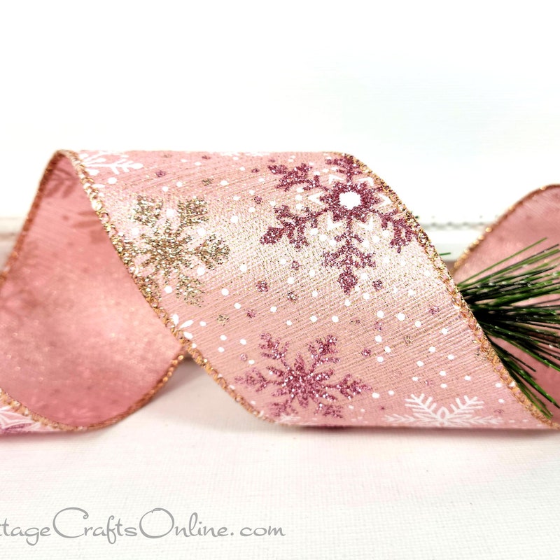 Melrose International Pink and Silver Shimmer Wired Ribbon (Set of 2) main image 0