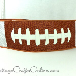 Wired Ribbon, 2.5 wide, Football Sports Print TEN YARD ROLL Pigskin Fall Sports Craft Wire Edged Ribbon image 2