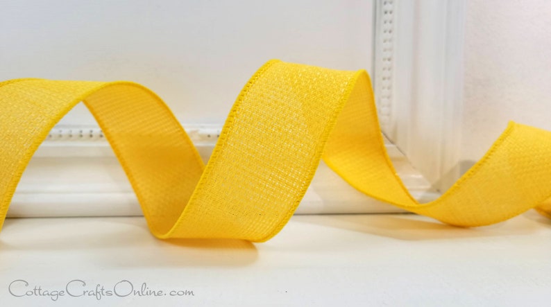 Bright Yellow Ribbons Wired Ribbon, 1.5
