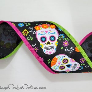 Day of the Dead Wired Ribbon 2.5 TEN YARD Roll image 4