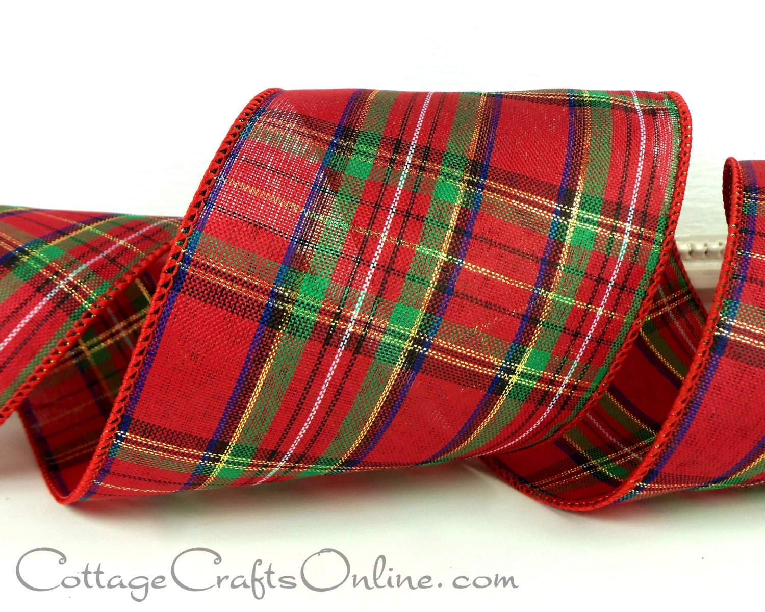 Christmas Wired Ribbon 4 Red Gold Metallic Green | Etsy