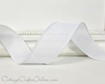 Wired Ribbon, 1.5",  White Linen Look ~ TEN YARD ROLL ~ Divinely Royal Snow ~ Spring, Summer, Christmas Canvas Style Wire Edged Ribbon