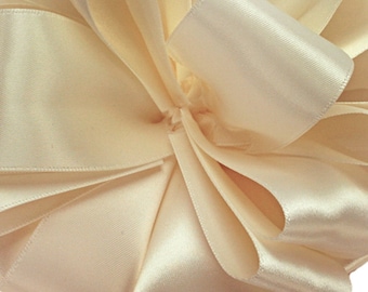 Fifty Yard Roll,  Satin Ribbon, 1 1/2" wide, Chardonnay Double Sided, Offray Double Face Satin Cream, Ivory 9, #918, Wedding Ribbon