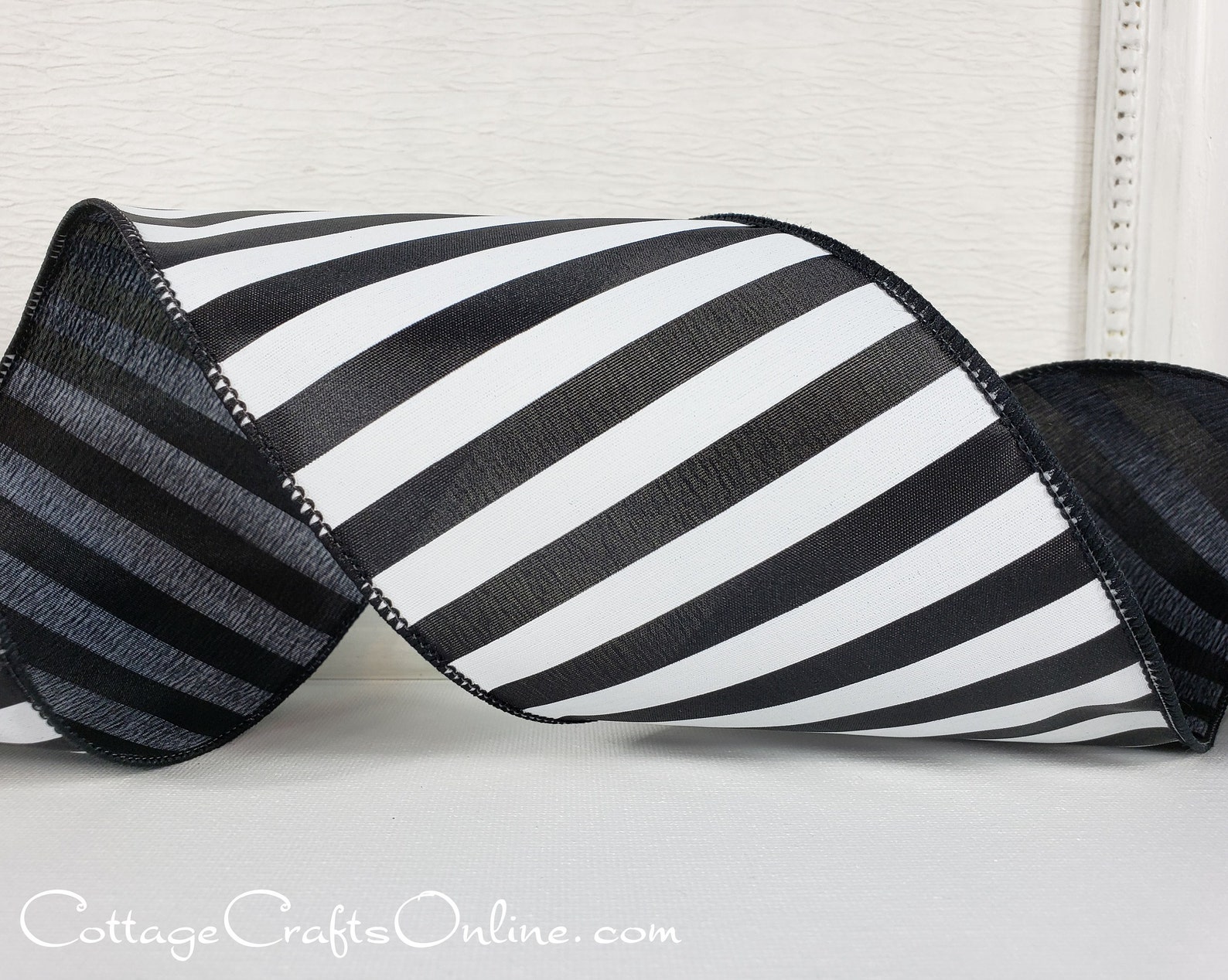 Wired Ribbon 4 Wide Black and White Stripe TEN YARD Etsy