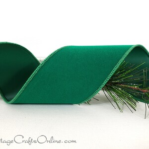 Christmas Wired Ribbon, 2 1/2 wide, Holiday Green Velvet TEN YARD ROLL Holiday Velvet Craft Wire Edged Ribbon image 3