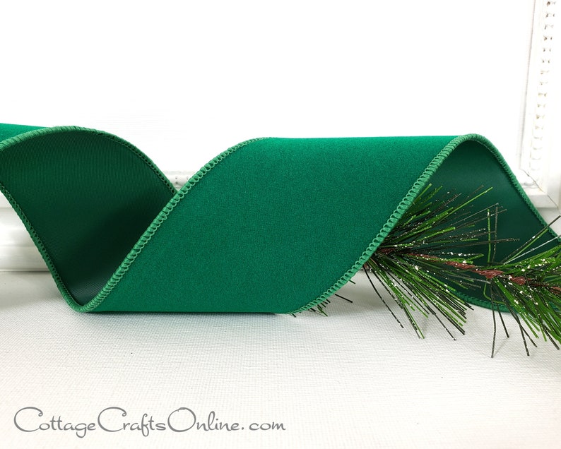 Christmas Wired Ribbon, 2 1/2 wide, Holiday Green Velvet TEN YARD ROLL Holiday Velvet Craft Wire Edged Ribbon image 3