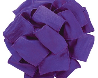 Wired Ribbon, TEN YARD ROLL,  2 1/2" wide, Purple Faux Silk - Offray "Anisha" Wedding, Craft Wire Edged Ribbon