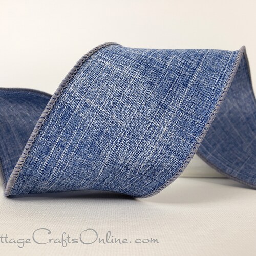 Faded Denim Royal Burlap Wired Ribbon 1.5 X 10 Yard - Etsy