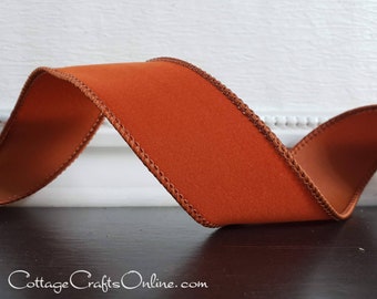 Wired Ribbon, 1.5" Rust Velvet Suede Finish - TEN YARD ROLL ~ Simone ~ Christmas, Thanksgiving, Fall Wire Edged Ribbon