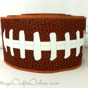 Wired Ribbon, 2.5 wide, Football Sports Print TEN YARD ROLL Pigskin Fall Sports Craft Wire Edged Ribbon image 1