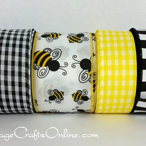 Wired Ribbon, 2.5 Black and White Check Gingham Plaid TEN YARD ROLL Great Gingham 40 Black Wire Edged Ribbon image 3