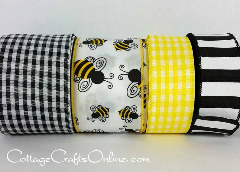 Wired Ribbon, 2.5 Black and White Check Gingham Plaid TEN YARD ROLL Great Gingham 40 Black Wire Edged Ribbon image 3