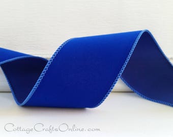 Christmas Wired Ribbon, 2.5" wide,  Royal Blue Velvet, TEN YARD ROLL ~ Simone Sapphire 40 ~ Hanukkah Holiday, Xmas Velvet Wire Edged Ribbon