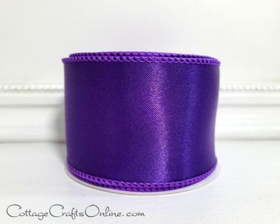 Dark Purple Satin Wired Ribbon 2.5 Wide TEN YARD ROLL Courtly Halloween Mardi Gras Christmas Wire Edged Ribbon Etsy Canada