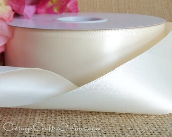 Ivory Satin Ribbon, 1.5" x Ten Yard Roll, Double Sided Satin - Offray Double Face Satin, "Ivory" dfs #810,  Sewing Trim 9