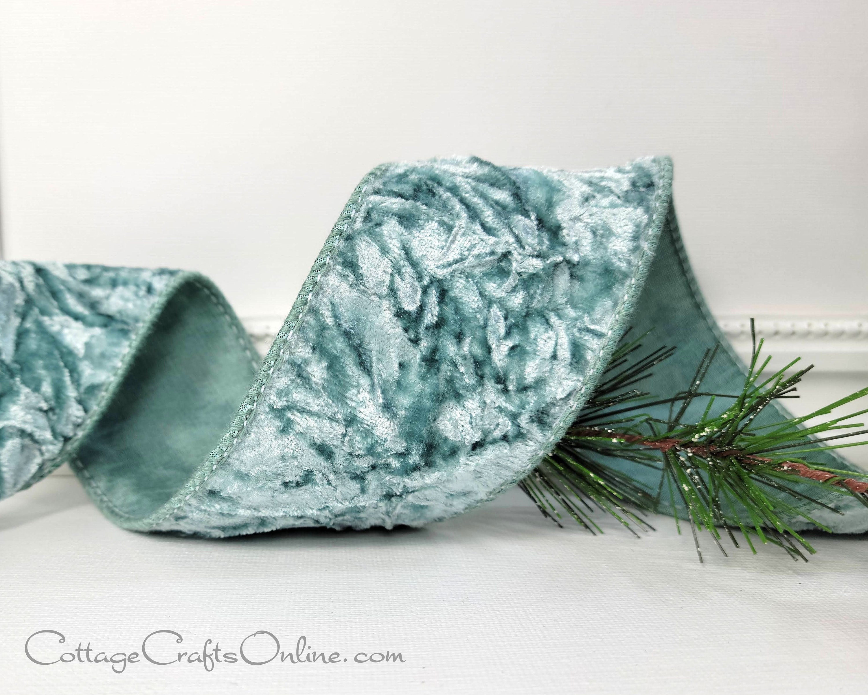 Celadon Green Designer Velvet Ribbon: 2 1/2 Inchx10 Yards - JAM Paper