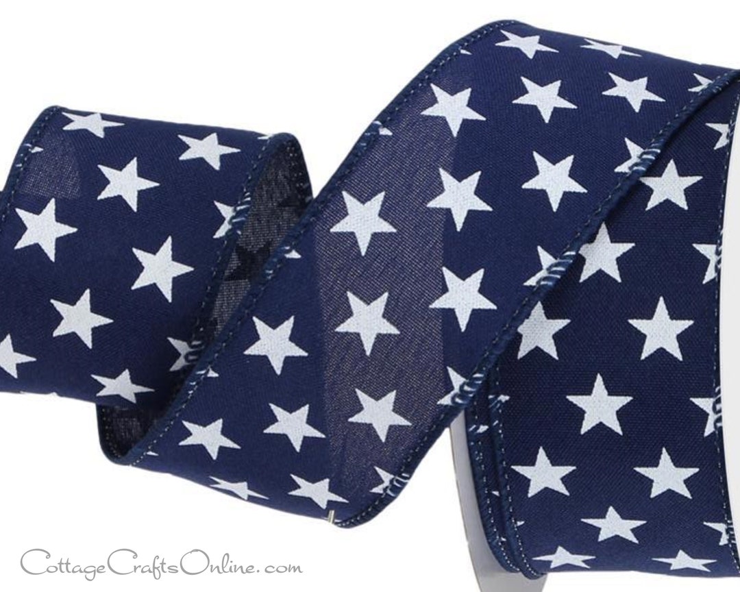 Patriotic Star Wired Ribbon 1.5 White Random Star on - Etsy