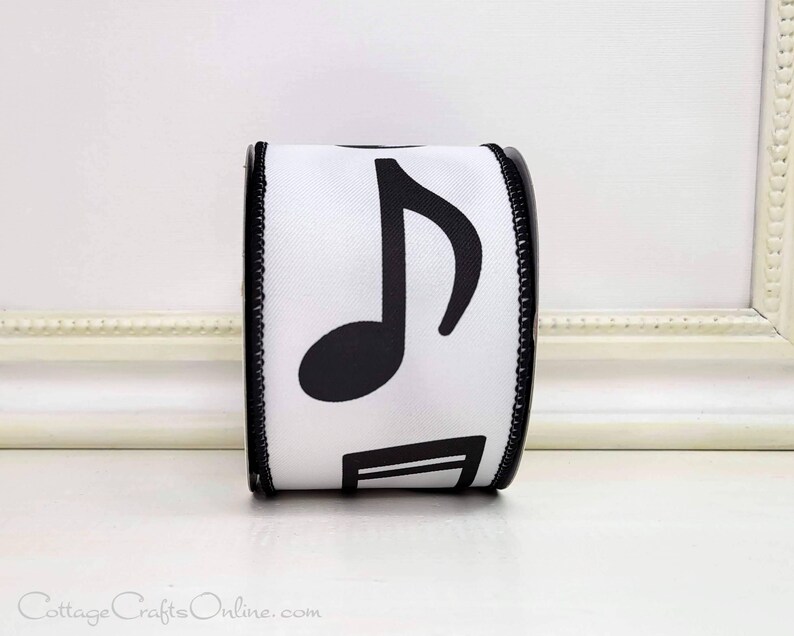 Wide Music Note Ribbon Wired Ribbon, 2.5