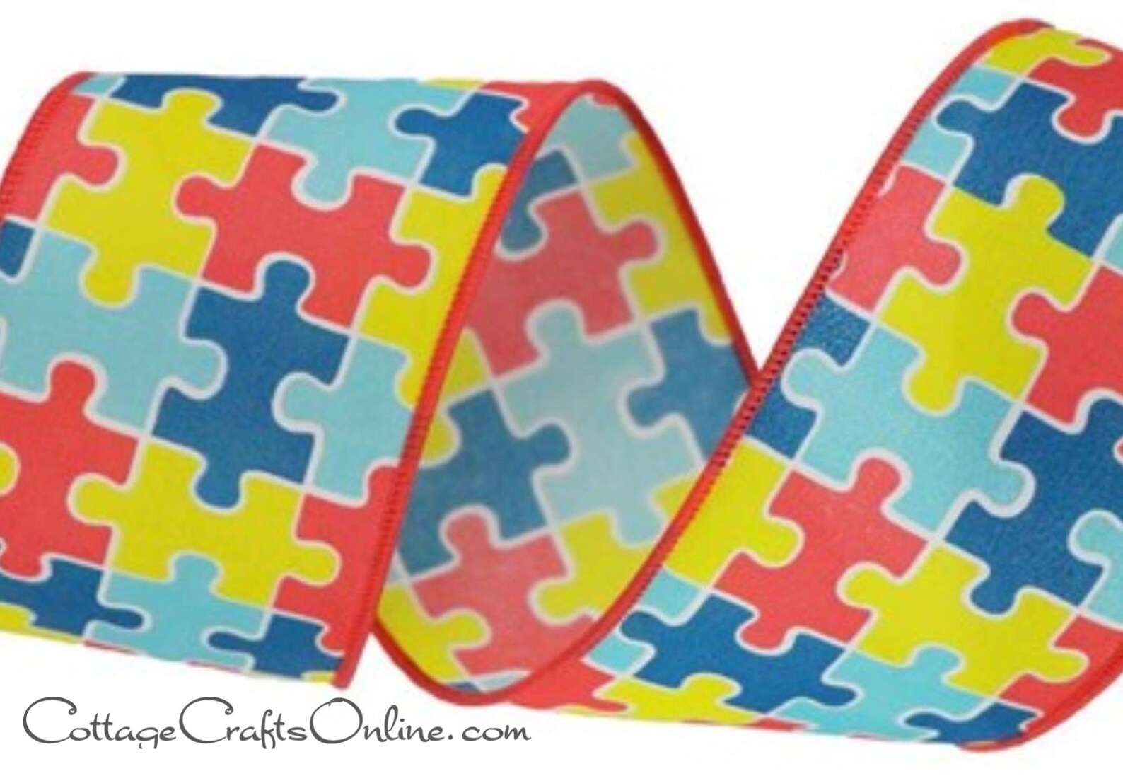 Wired Ribbon 2 1/2 Puzzle Pieces Ribbon TEN YARD Etsy