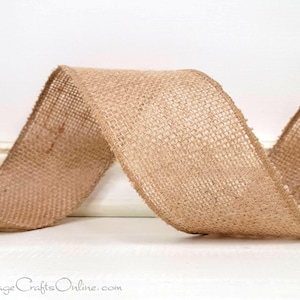 Wired Ribbon, 2.5&quot;, Natural Tan Burlap, TEN YARD ROLL ~ Hey Jute ~ Christmas, Fall Craft Wire Edged Ribbon