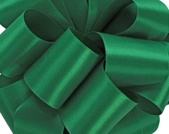 THREE & 7/8 YARDS, Green Satin Ribbon, 1.5",  Emerald Double Face Satin - Offray 580 9,  #90116 Double Sided Satin, Christmas,  Sewing Trim