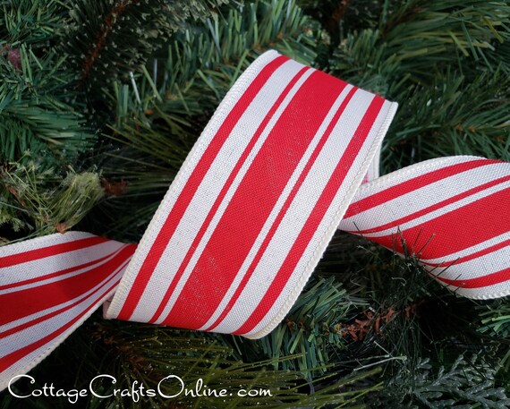 Thick Christmas Stripes Wired Ribbon, 2-1/2-inch, 10-yard 
