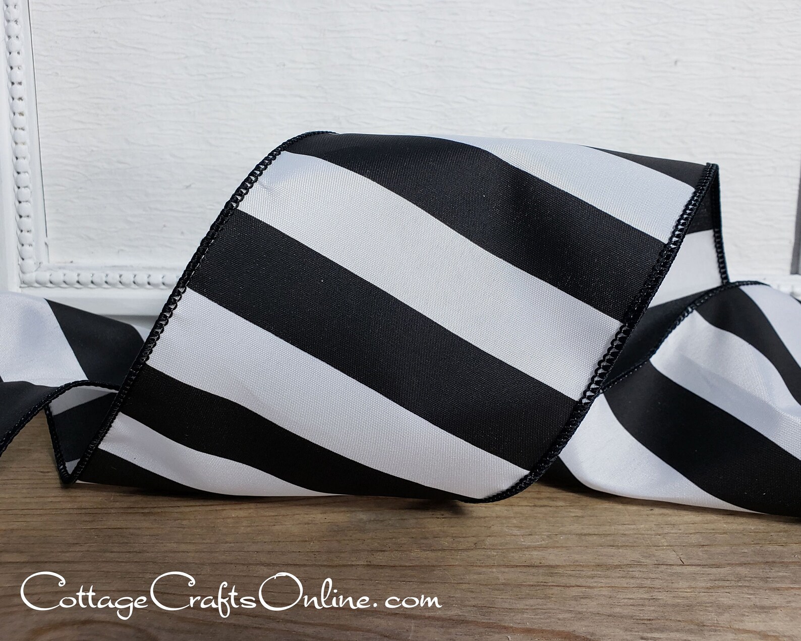 Wired Ribbon 4 Wide Black and White Stripe TEN YARD Etsy