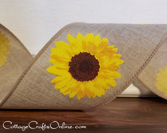1-1//2-inch Wired Sunflower Ribbon Offray