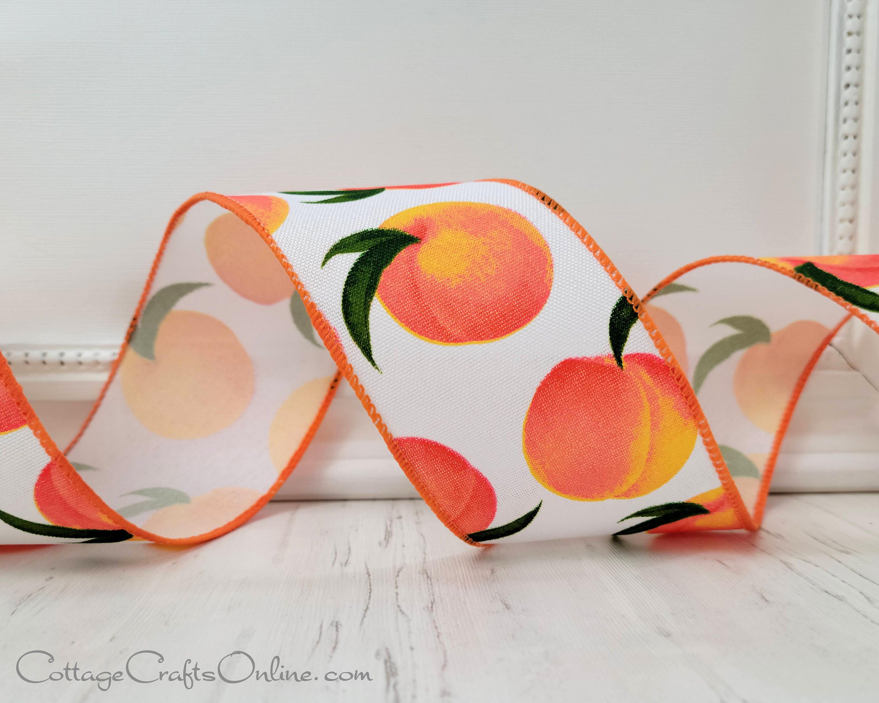 Peach Ribbons Peach Wired Ribbon, 2.5
