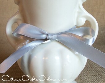 Satin Ribbon, 5/8" x Fifty Yard Roll, Double Face Silver Grey - Offray - #3 Double Sided Satin, 2205-12 Platinum Wedding Ribbon