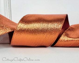 Wired Ribbon, 4", Copper Orange Metallic Stripe - TEN YARD ROLL ~ Regina ~ Wide Halloween, Fall, Autumn Thanksgiving Wire Edged Ribbon