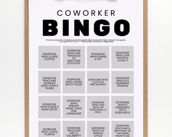 Bingo per colleghi stampabile • Rompighiaccio per il team building (A4 e Lettera USA)