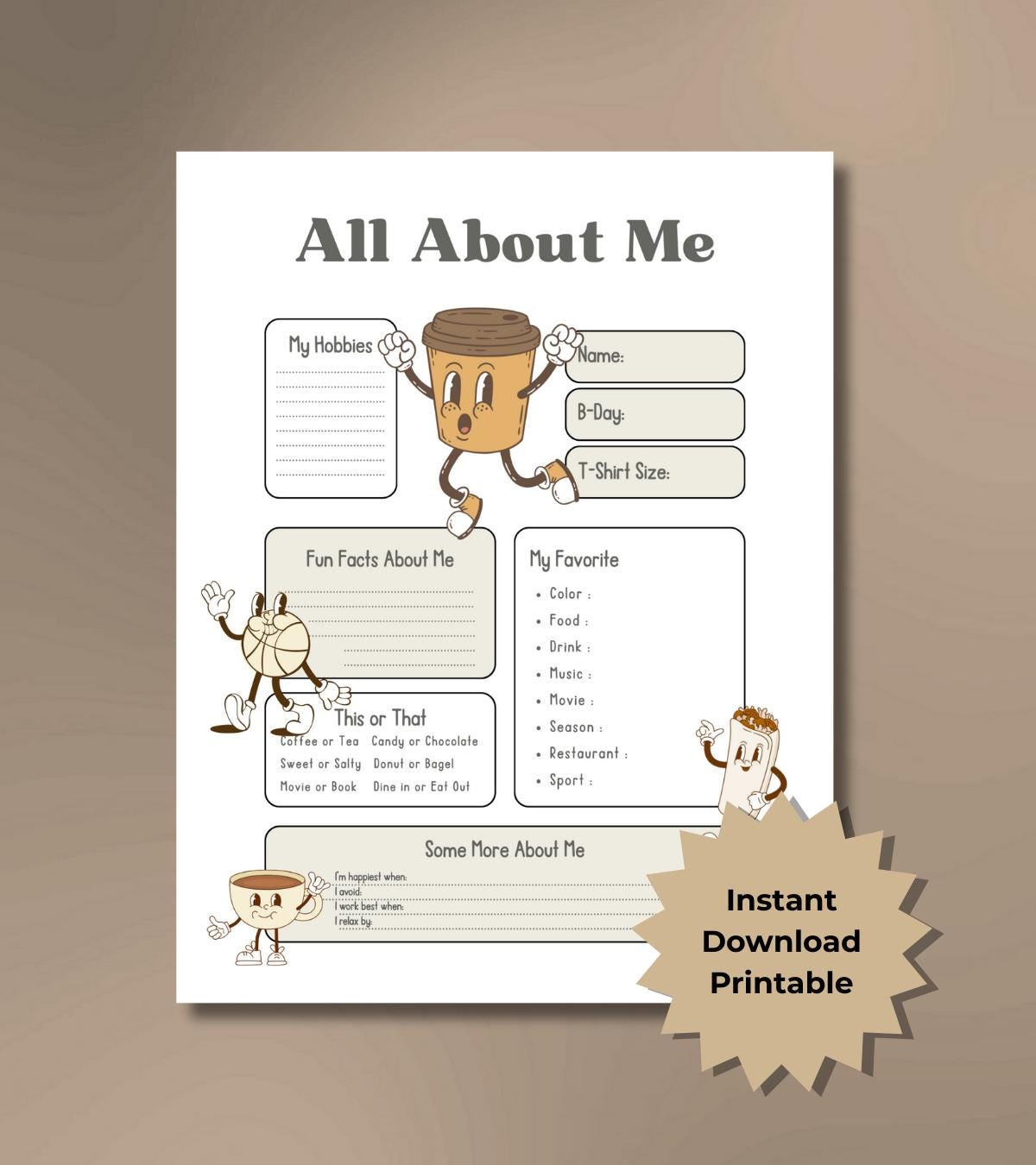 VALUE PACK Team Building Get to Know Me Questionnaire Printable, All ...