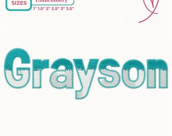 Grayson Varsity Embroidery Font BX, Two Color Red White Block Alphabet, Collegiate Sport Machine Embroidery Letters Numbers
