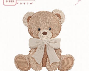 Teddy Bear Embroidery Design, Cute Baby Bear Machine File, Instant Download dst,des, exp, jep, vp3