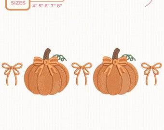 Coquette Pumpkin Embroidery Design, Cute Bow Pumpkin Machine Embroidery File, Girly Halloween Fall Embroidery